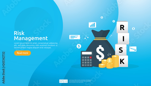 Risk Management and financial identifying. evaluating and challenge in business prevent protect. company performance analysis concept. Idea of business and market for banner or landing page design.