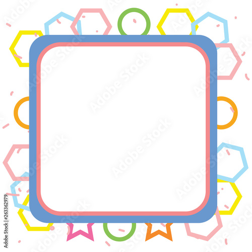 Cute colorful square frame isolated on white background for web design, abstract, wall, presentation, vector illustration Eps 10.