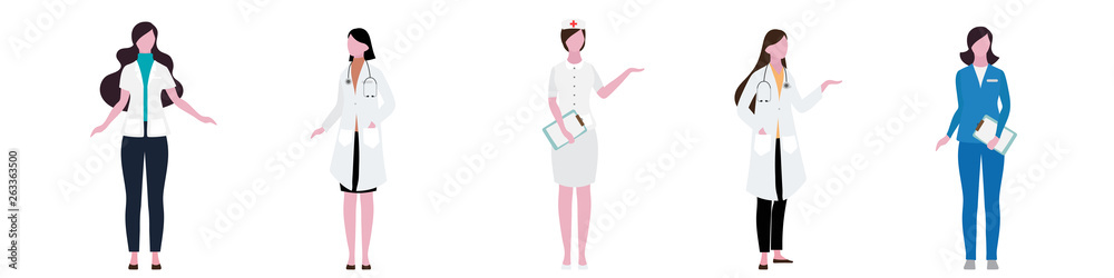 Flat Character of hospital women staff set Flat Character of hospital women staff set