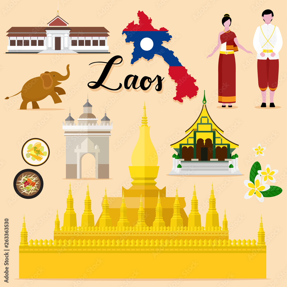 Tourist Laos Travel set collection
