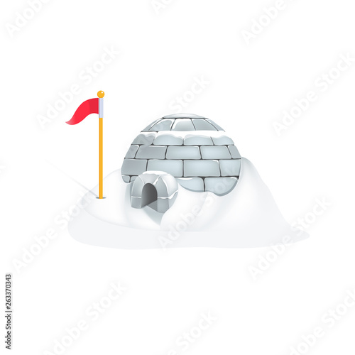 Vector Eskimo igloo with heavy snow