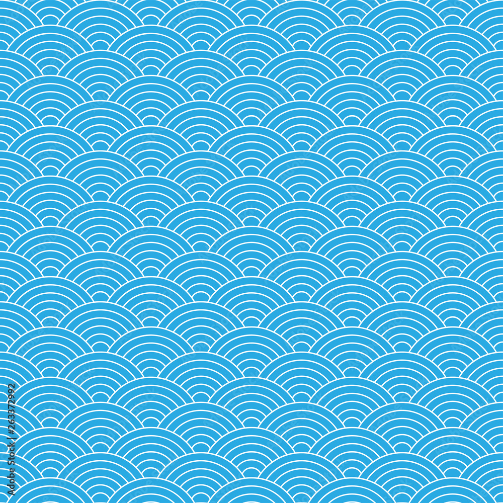 Seamless pattern. Wave. Fish scales texture. Vector illustration. Scrapbook, gift wrapping paper, textiles. Blue simple background Seamless pattern. Wave. Fish scales texture. Vector illustration. Scrapbook, gift wrapping paper, textiles. Blue simple background