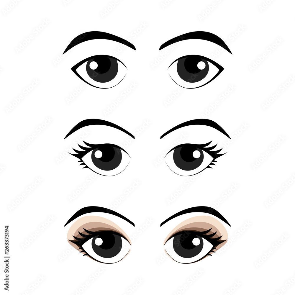 Set of cartoon eyes, vector illustration.