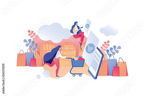 Illustration Mobile Application Sales Information.