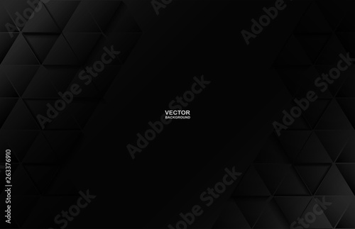Abstract. Polygon triangle black background, light and shadow .Vector.