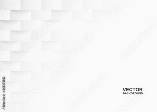 Abstract . Embossed geometric square white background ,light and shadow .Vector.