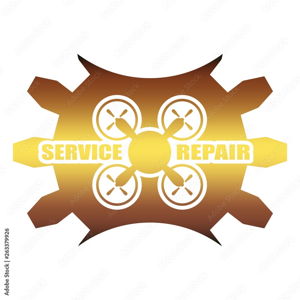 Drone icon. Qoadrocopter emblem. Flying club or repair service Drone icon. Qoadrocopter emblem. Flying club or repair service