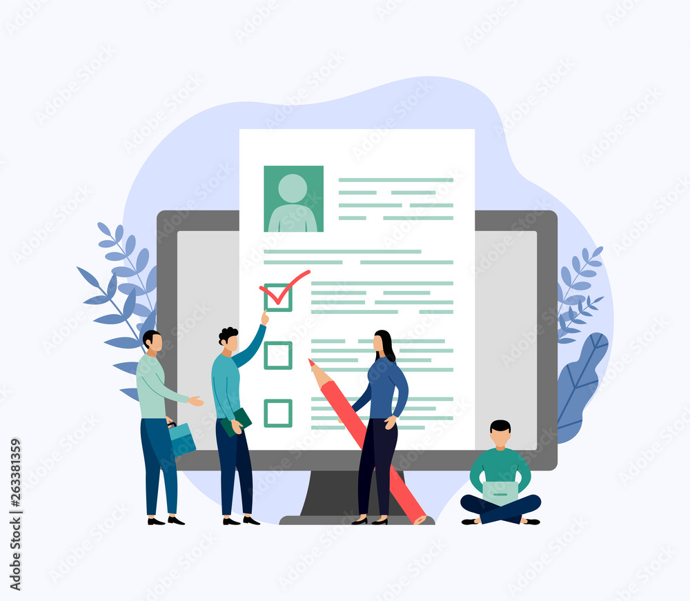 Job hiring and online recruitment, checklist, questionnaire, business concept vector illustration Job hiring and online recruitment, checklist, questionnaire, business concept vector illustration