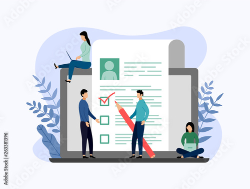 Job hiring and online recruitment, checklist, questionnaire, business concept vector illustration