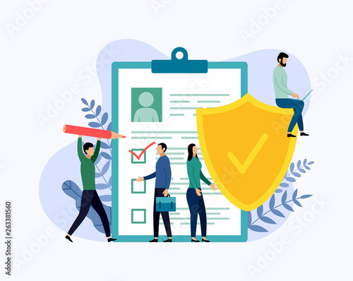 Insurance policy concept, data security, business concept vector illustration