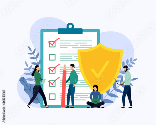 Insurance policy concept, data security, business concept vector illustration