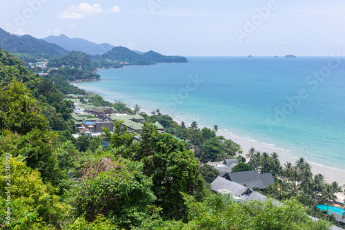 The beauty of Koh Chang, Trat province in the summer. Tourists go to relax on Koh Chang during the summer festival.