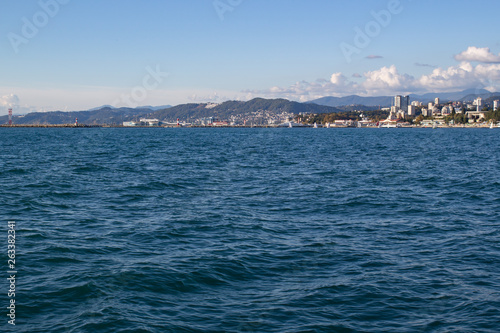 View of the city coast from the sea