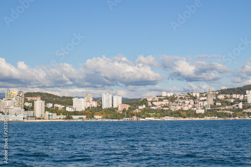 View of the city coast from the sea