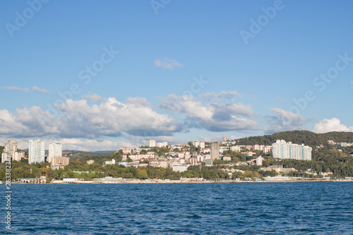 View of the city coast from the sea