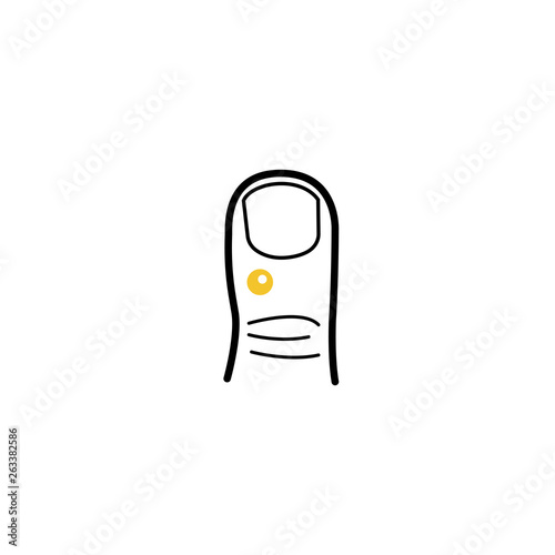 Struck wart hand finger medical icon in a minimalist style