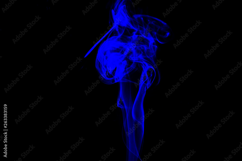Abstract blue fog or smoke movement on black background