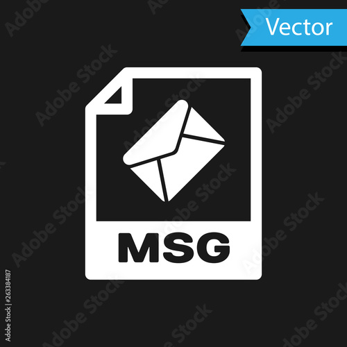 White MSG file document icon. Download msg button icon isolated on black background. MSG file symbol. Vector Illustration
