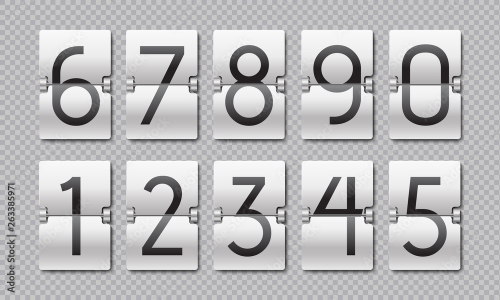Countdown numbers. Flip clock counter, time elements for digital ...