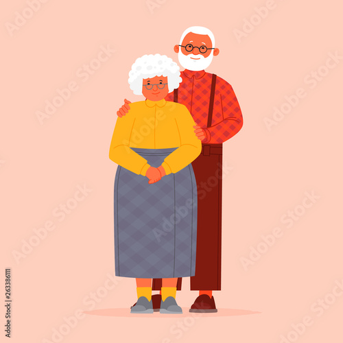 Grandmother and grandfather together. Grandparents. Elderly couple. A man and a woman of old age