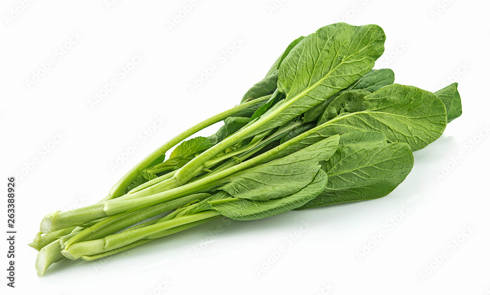 fresh organic lettuce cantonese isolated on white background