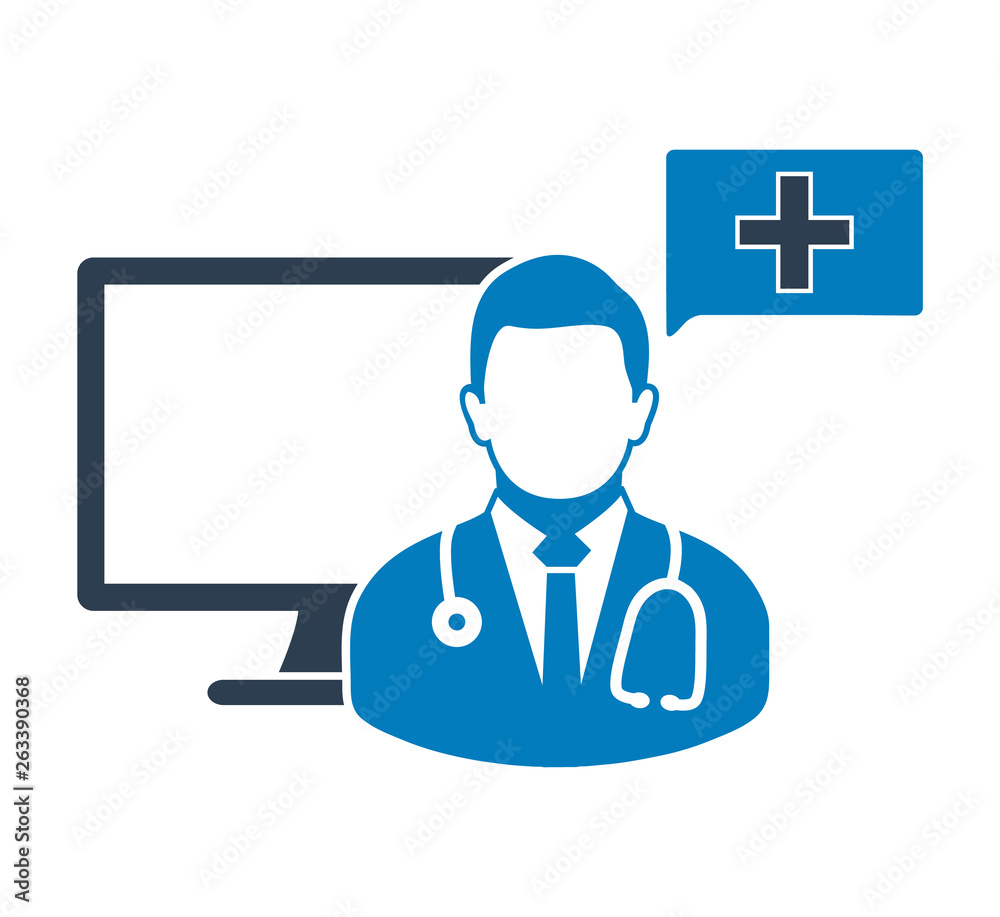 Online medical consultant icon. flat style vector EPS. Online medical consultant icon. flat style vector EPS.