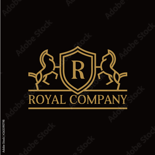 luxury golden horse heraldry logo inspiration