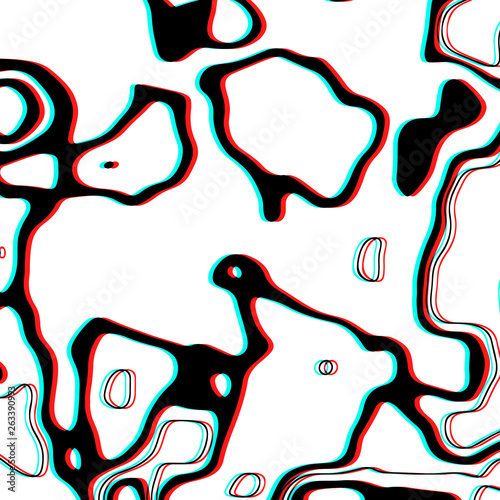 Abstract background marble with glitch effect. Black and white wallaper in chaos graphic style. Backdrop modern with line wave. Vector