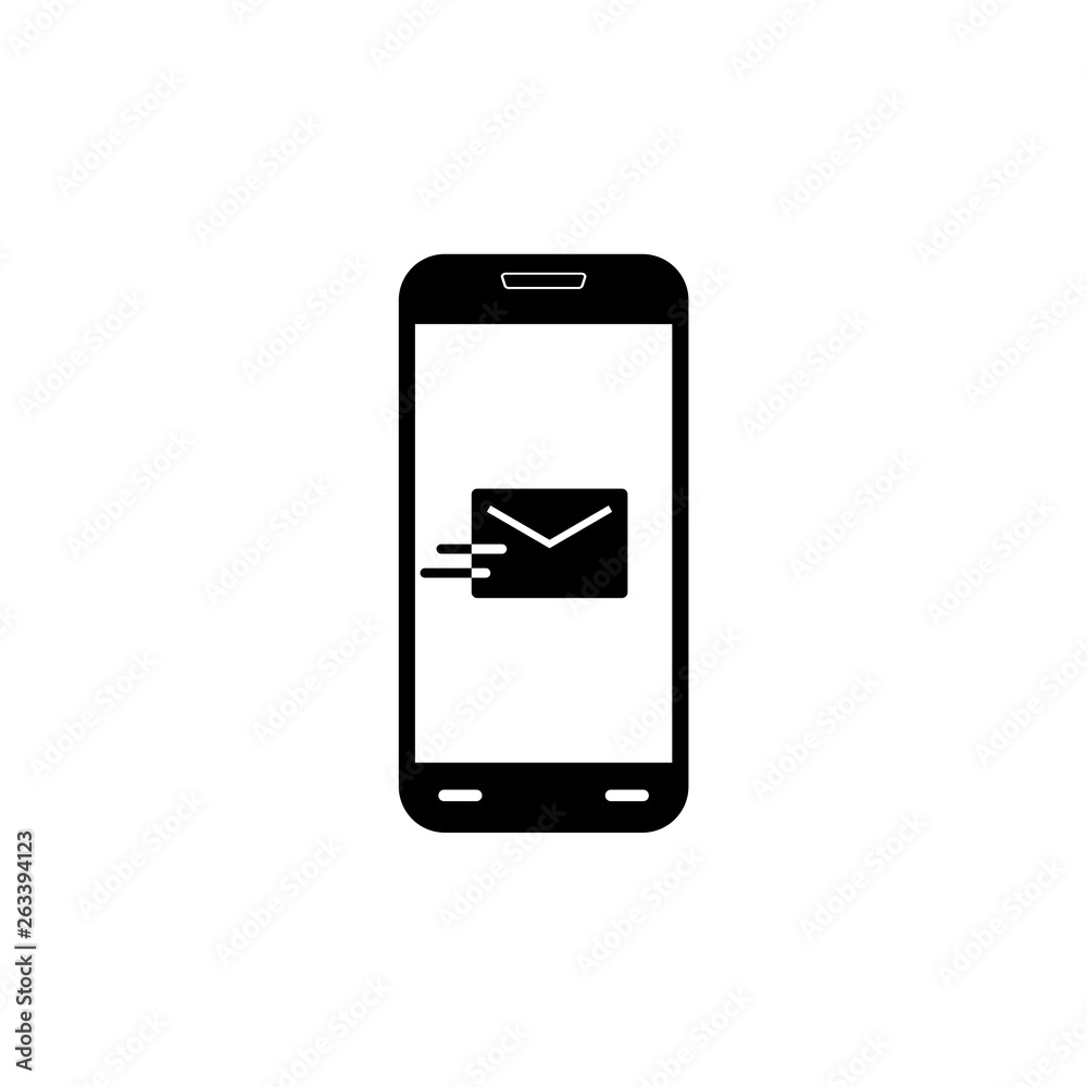 Flat email notification on smartphone icon or logo Flat email notification on smartphone icon or logo