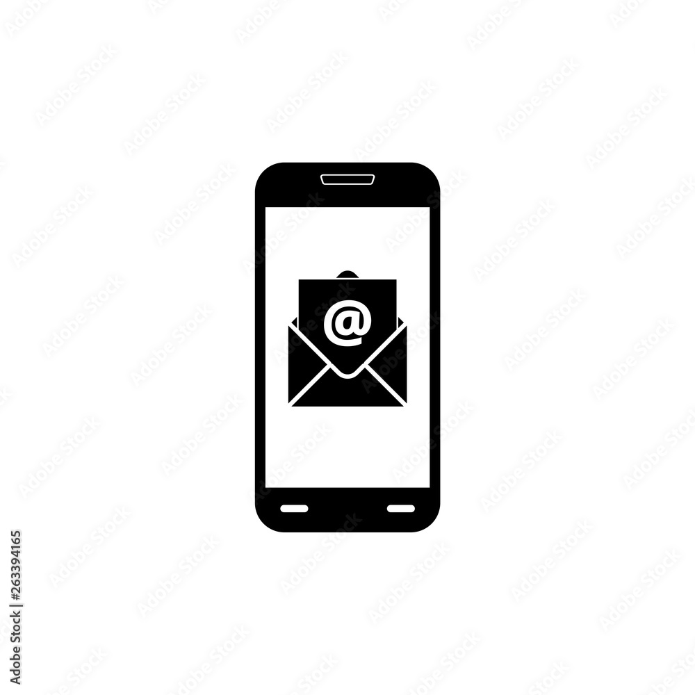 Flat email notification on smartphone icon or logo Flat email notification on smartphone icon or logo