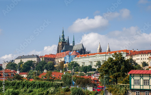 Photography Prague Castle view from Svatopluk Cech Bridge on Vltava river
