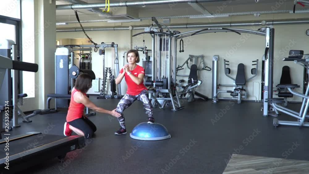 Two attractive caucasian girl train in the gym. Two attractive caucasian girl train in the gym.
