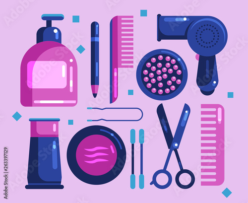 Set of cosmetics for the face and hair