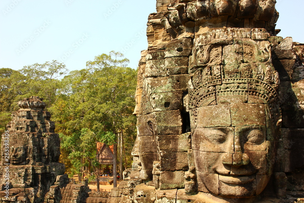 smile of BAYON.BAYON castle is one of the greates religious sites in the world ,built according to HINDU and BUDDHIST beliefs. the high tower is carved into the face of the traces of the four faces
