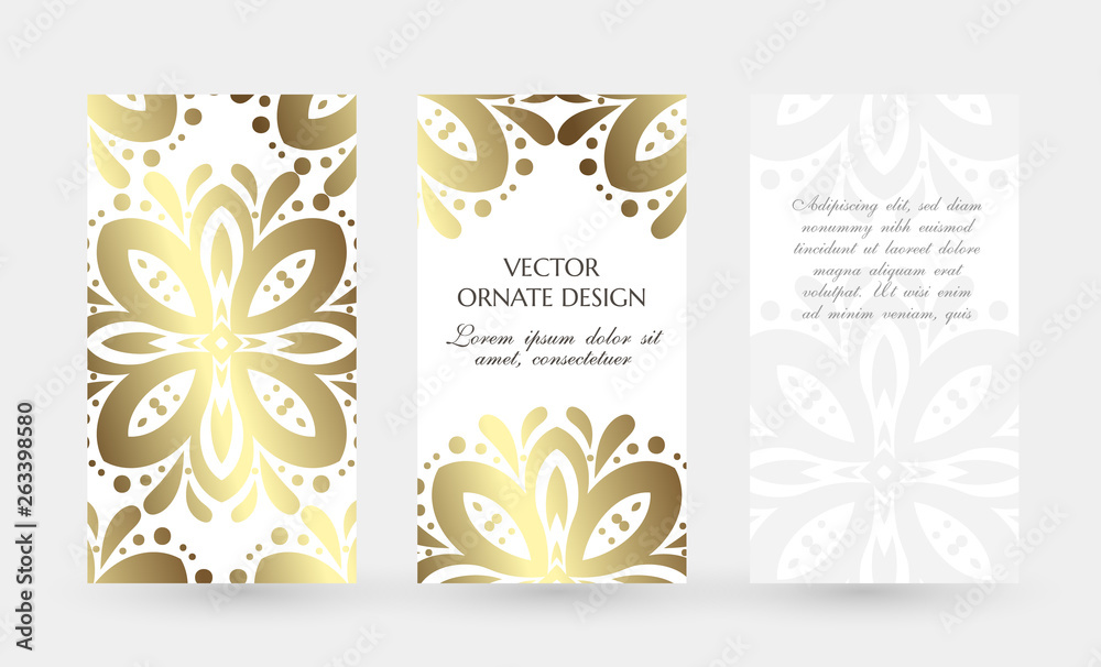 Bronze floral decor. Elegant vertical flayers. Vector illustration for event invitation, ceremony card or celebration banner. Bronze floral decor. Elegant vertical flayers. Vector illustration for event invitation, ceremony card or celebration banner.