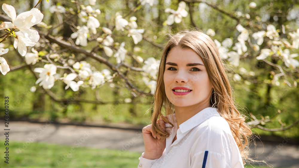 Springtime concept of enjoying nature and flowering trees Springtime concept of enjoying nature and flowering trees