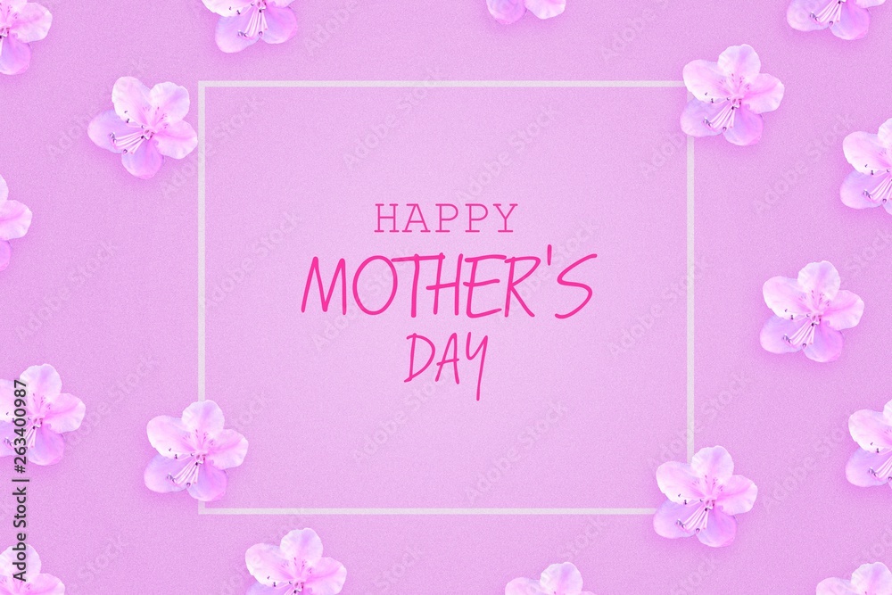 Happy Mother's Day lettering on a light pink background with beautiful spring flowers. Congratulatory background. Holiday card Happy Mother's Day lettering on a light pink background with beautiful spring flowers. Congratulatory background. Holiday card