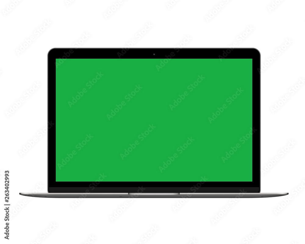 isolated space gray laptop computer mockup with greens screen isolated space gray laptop computer mockup with greens screen