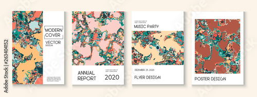 Fluid Paint, Clay Texture Vector Cover Layout. Trendy Magazine, Music Poster Template. Modern Earth Day Ecology Poster