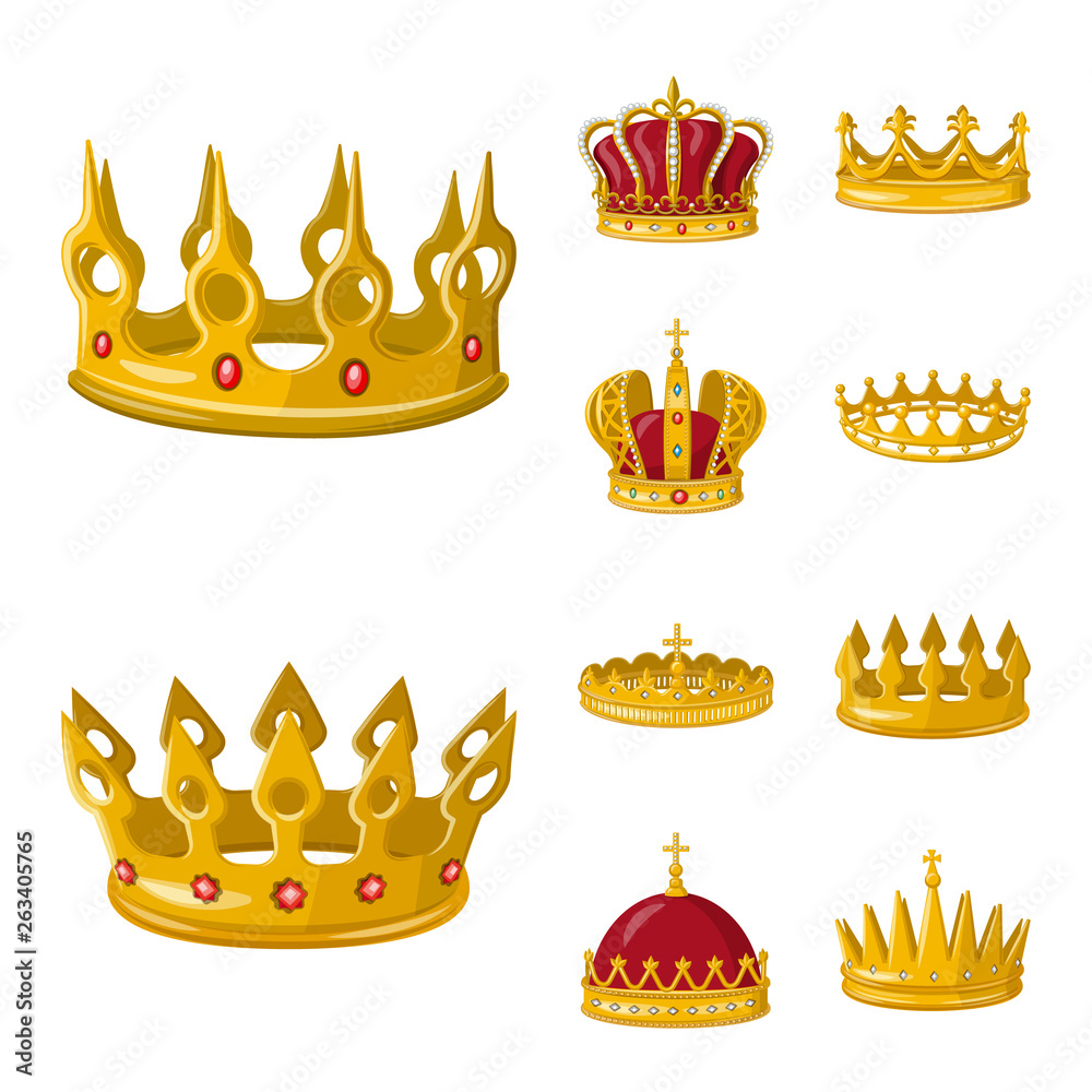 Vector illustration of monarchy and gold symbol. Collection of monarchy ...