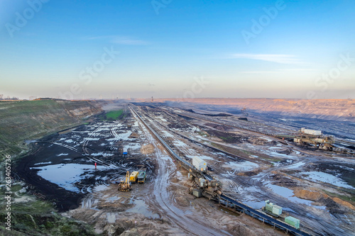 A large brown coal open cast pit mine by Garzweiler in Germany