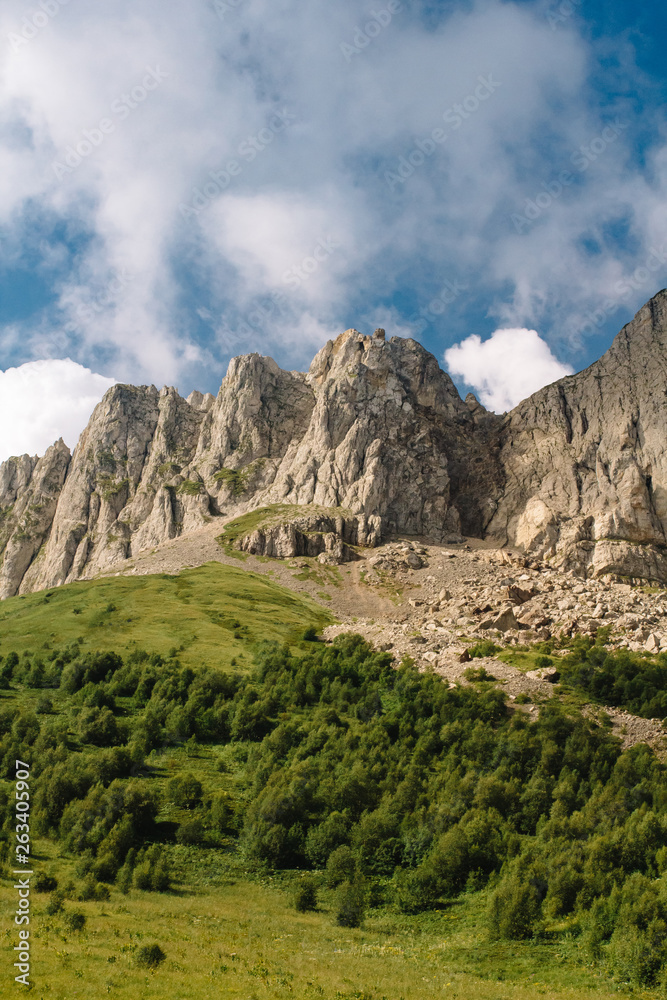 The ridge of the mountain is big Thach with cumulus clouds The ridge of the mountain is big Thach with cumulus clouds