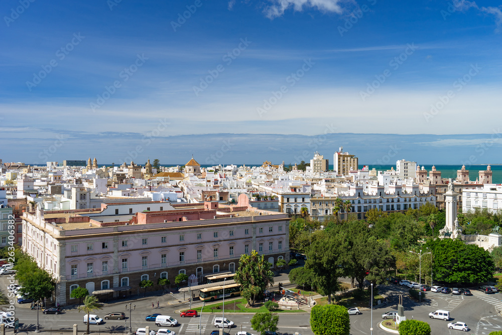 bird's eye View over Cadiz city , Andalusia, Spain