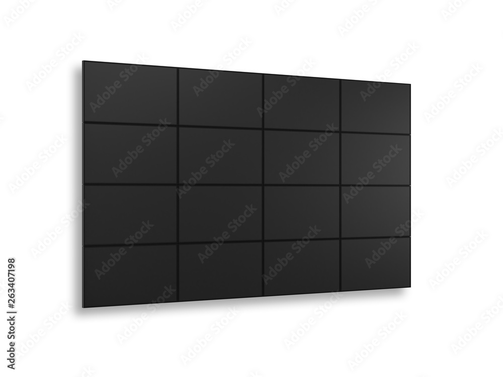 Screen Video Wall Mockup, Tv Panels on white background Screen Video Wall Mockup, Tv Panels on white background