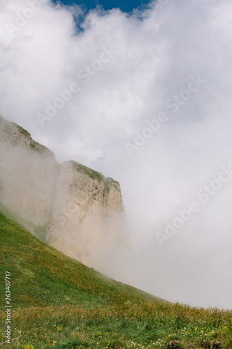 Beautiful background summer mountain landscape with clouds
