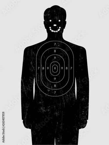 target shooting with a smiley face bullet hole