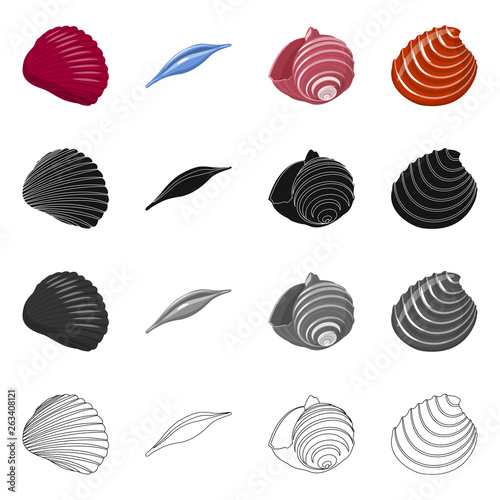 Vector design of animal and decoration logo. Set of animal and ocean stock symbol for web.