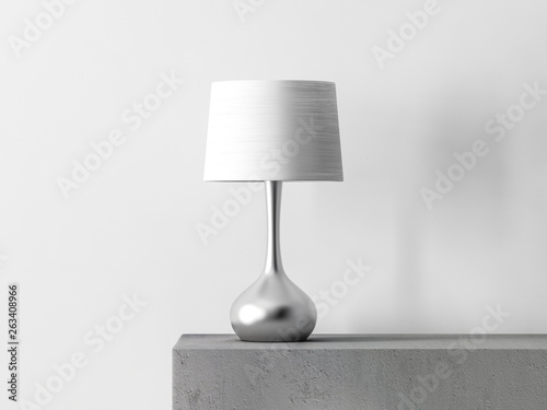 Stylish table lamp in white room