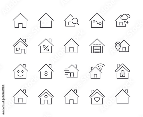 Simple Set of House Line Icon. Editable Stroke