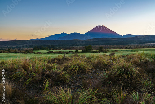 Cone volcano sunrise Mount Ngauruhoe New Zealand 5